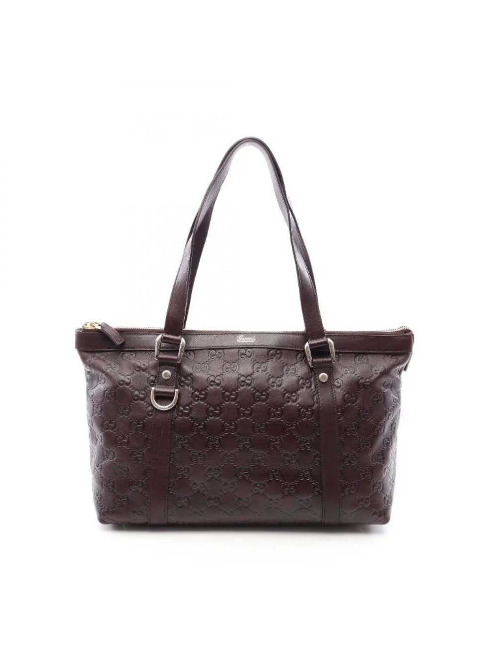 Gucci Tote Bag Abbey Guccissima Dark Brown Leather